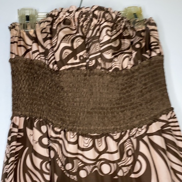 BCBG long bandeau silk dress mocha/pink sz S - Picture 3 of 6